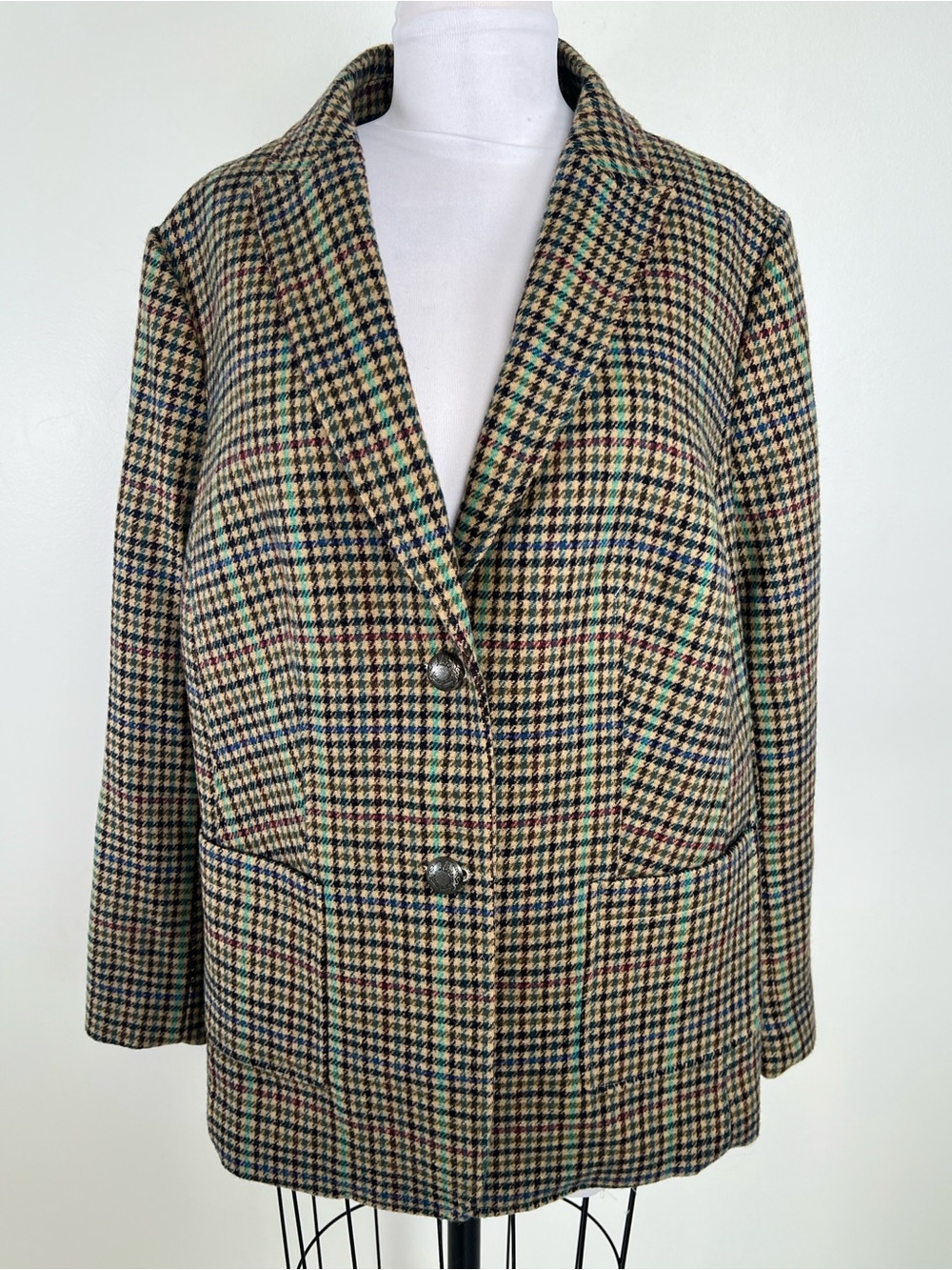 EUC! Talbots  Houndstooth Shetland Wool Blend Blazer Size 14W